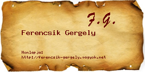 Ferencsik Gergely névjegykártya